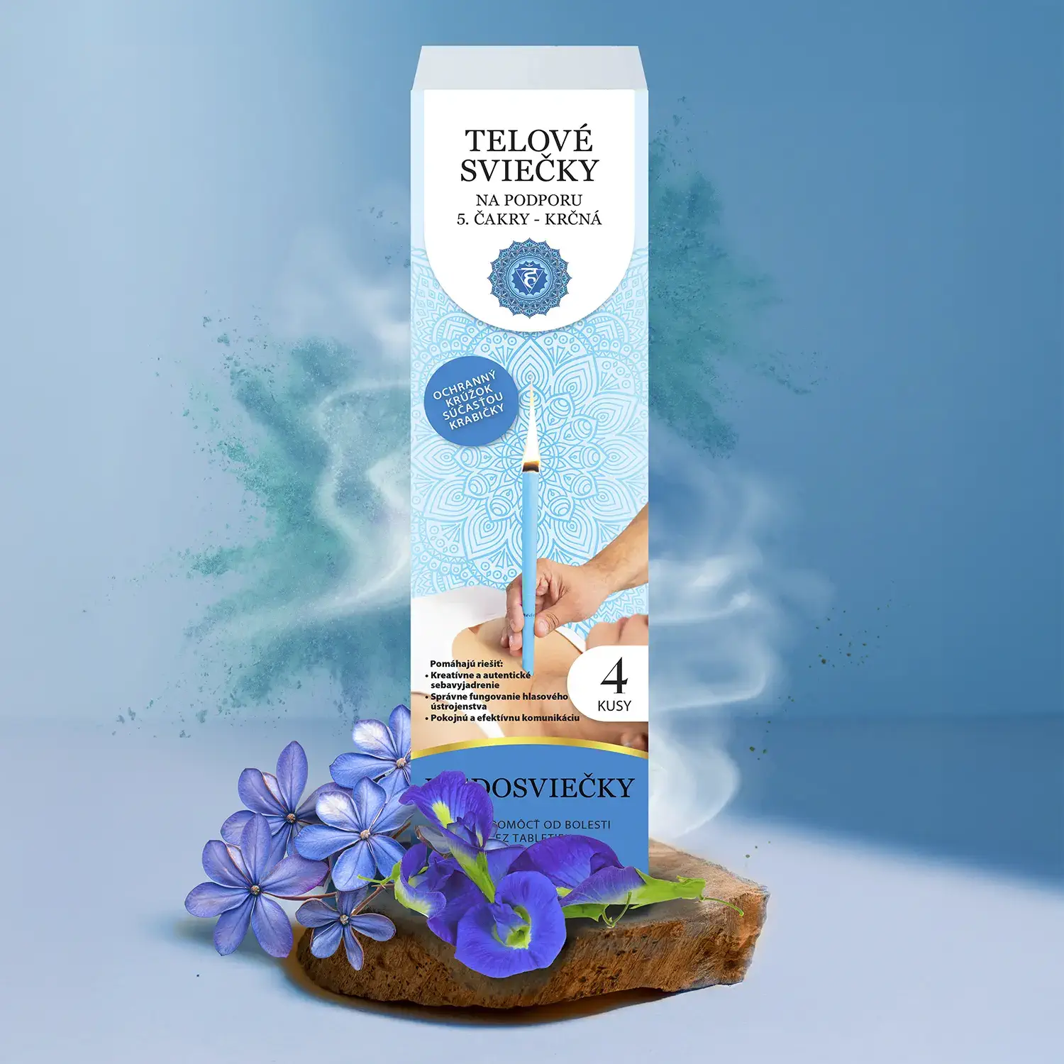 Telové sviečky na podporu 5. čakry - Medosviečky